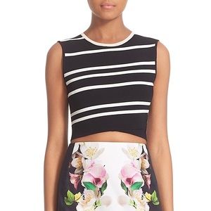 TED BAKER LONDON Onissa Crop Top Black White Sleeveless